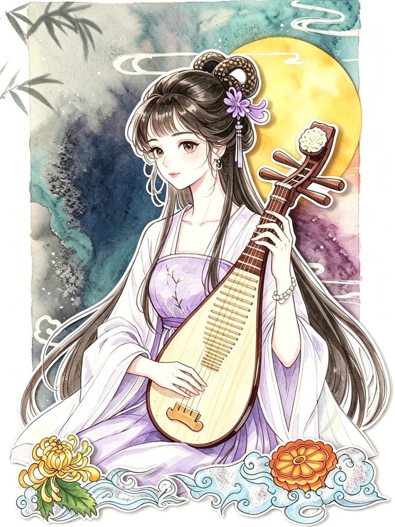 月下抚琴