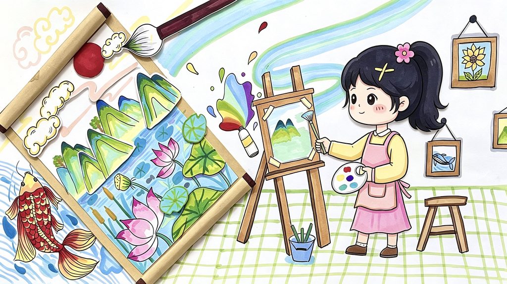 小画家的山水画卷