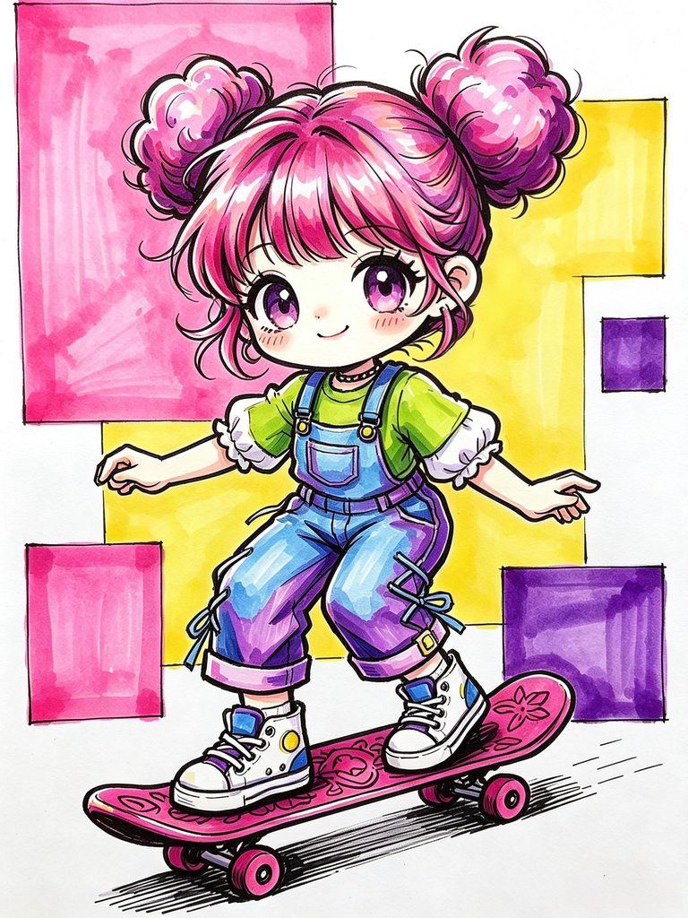滑板少女