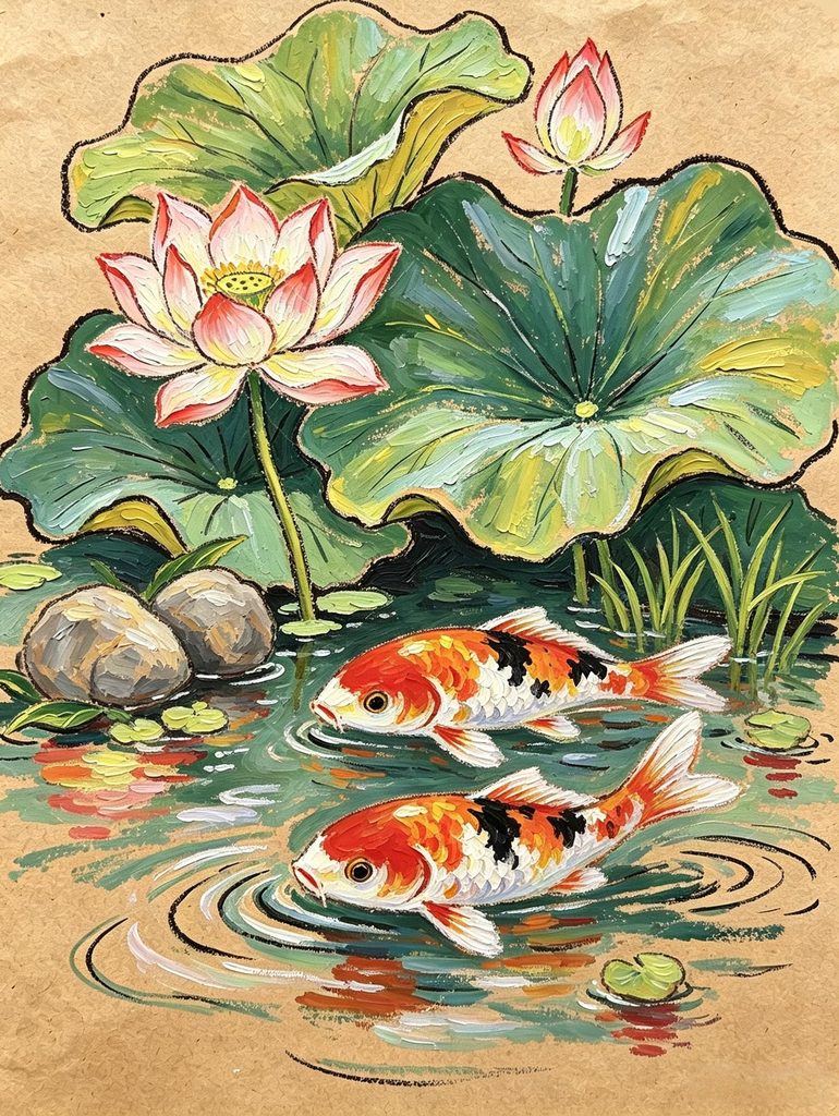 荷间锦鲤