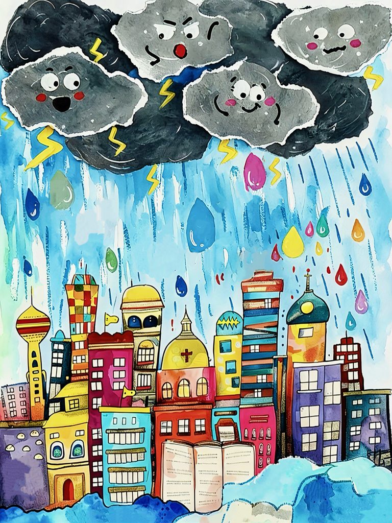 雷雨下的奇幻城市
